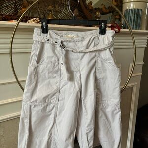 White Cargo Pants with Belt